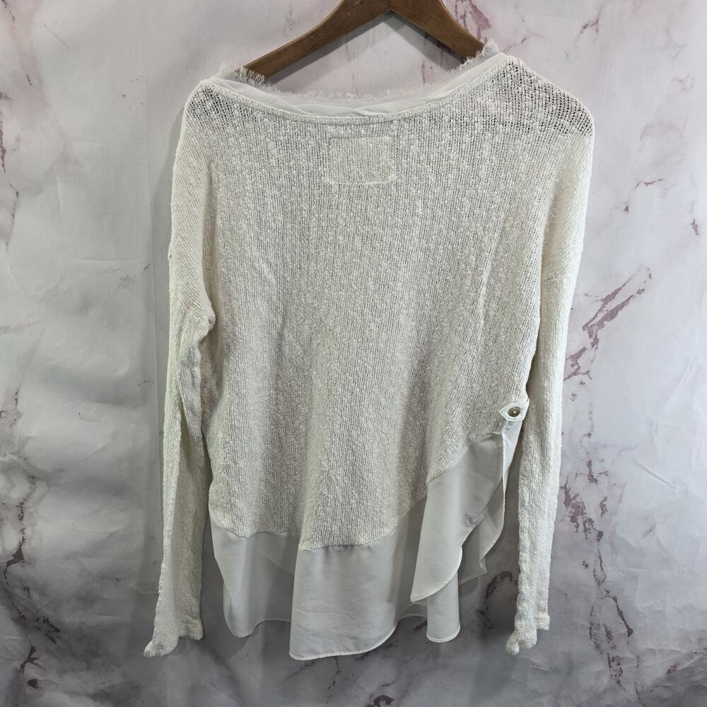 Anthropologie Sweater Womens Small White Cream Blouse Layered Long Sleeve - Picture 5 of 11